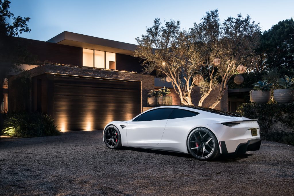 white tesla roadster