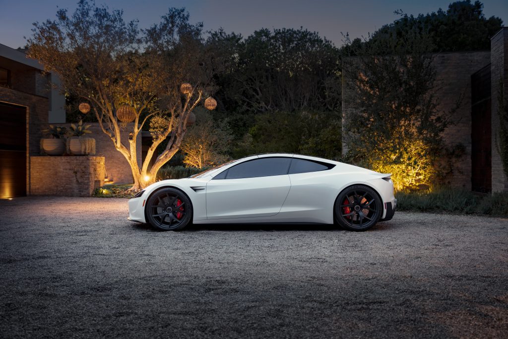 white tesla roadster