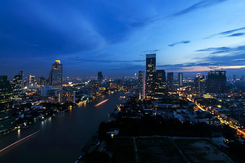 Bustling city night view