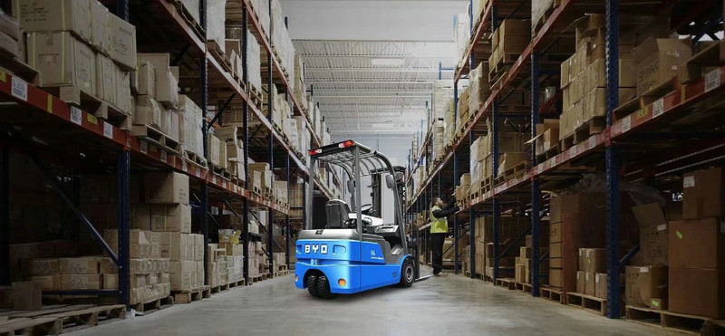 BYD forklift in warehouse operations