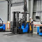 BYD forklift and driver