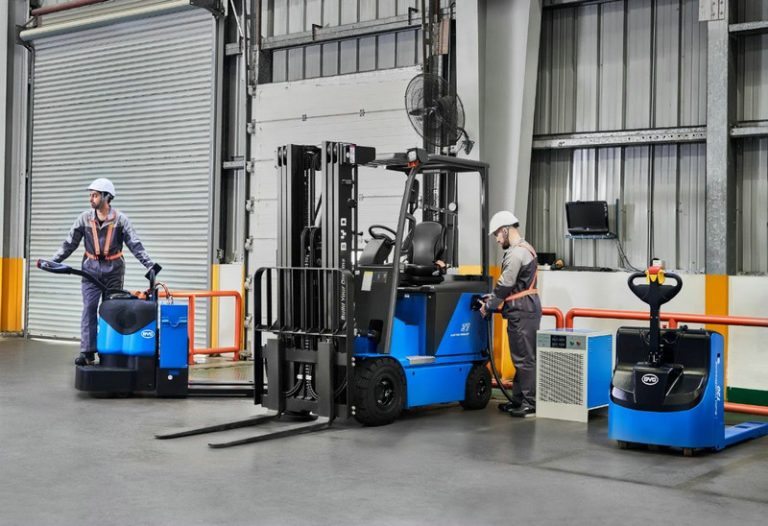 BYD forklift and driver