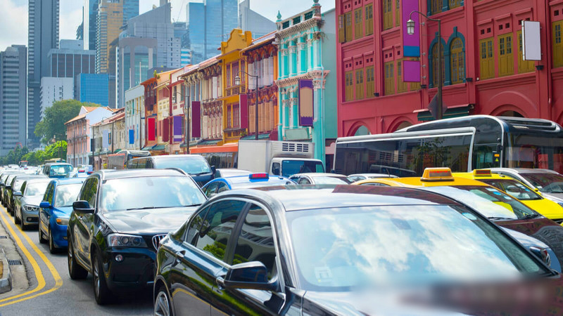 Traffic congestion on Singapore streets